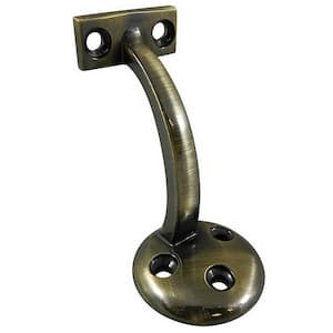 3-1/8 in. (80 mm) Antique Brass General-Duty Zamak Handrail Bracket for Flat Bottom Handrail