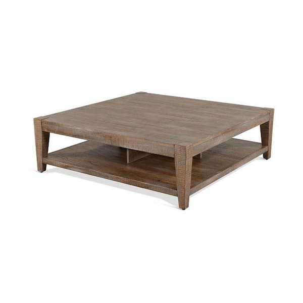 Benjara 48 in. Brown Square Wood Coffee Table