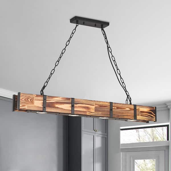 Maxax Nashville 4-Light 12-Watt Wood Integrated LED Wood Kitchen Island Linear Pendant