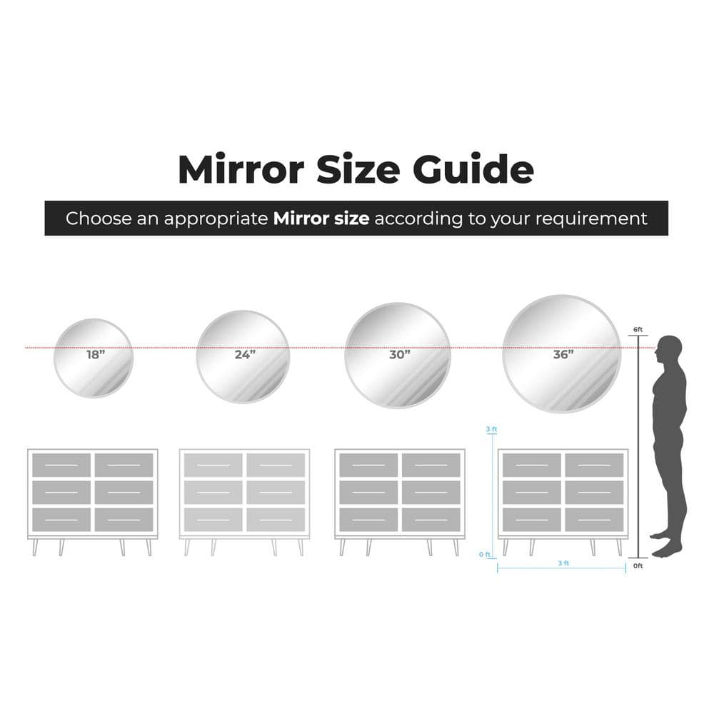 36" Round Frameless Beveled Wall Mirror