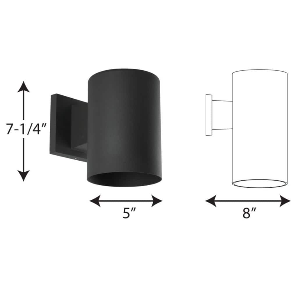 Cylinder Collection 5" Black Outdoor LED Wall Sconce, Dimmable