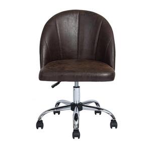 Brown / PU Leather Seat Brede Task Chair Swivel Height Adjustable Armless Office Chairs