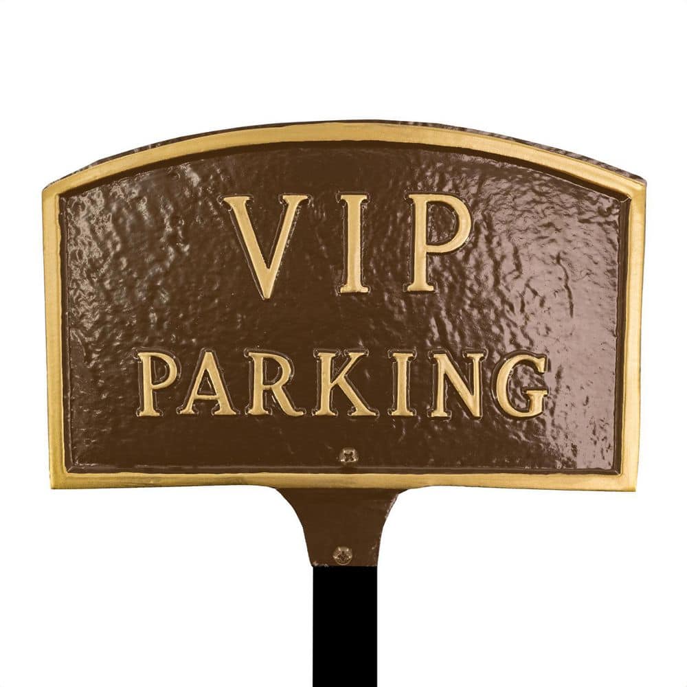 "5.5"" x 9"" Small Arch VIP Parking Statement Plaque Sign with Lawn Stake - Oil Rubbed/Gold" product image for price tracking
