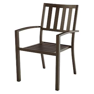 Mix and Match Dark Taupe Stackable Steel Slat Outdoor Patio Dining Chair