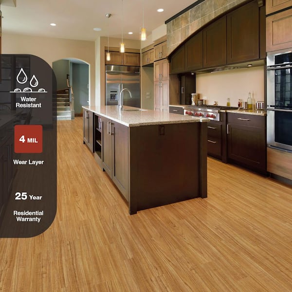 Oak 4 MIL x 6 in. W x 36 in. L Grip Strip Water Resistant Luxury Vinyl Plank Flooring (24 sqft/case)