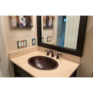 Under-Counter Master Bath Oval Hammered Copper Bathroom Sink in Oil Rubbed Bronze
