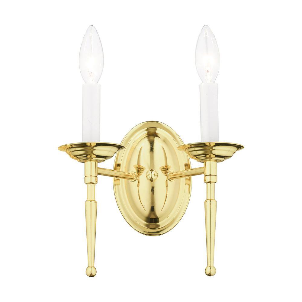 Williamsburgh Polished Brass 2-Light Wall Sconce