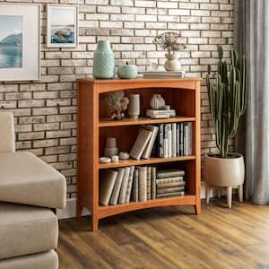 Shaker Style 36 in. Cherry Wood 3-shelf Standard Bookcase with Adjustable Shelves