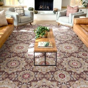 Brown 5 ft. x 7 ft. Flat-Weave Kings Court Victoria Transitional Mosaic Pattern Area Rug