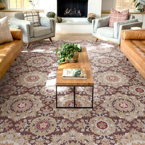 Brown 7 ft. 10 in. x 9 ft. 10 in. Flat-Weave Kings Court Victoria Transitional Mosaic Pattern Area Rug