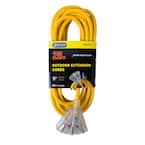 25 ft. 12/3 SJTW 15 Amp/125-Volt Outdoor Triple Tap Extension Cord, Yellow