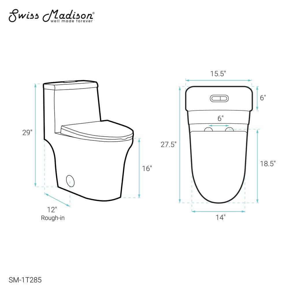 Hugo White Ceramic Elongated Dual Flush Toilet