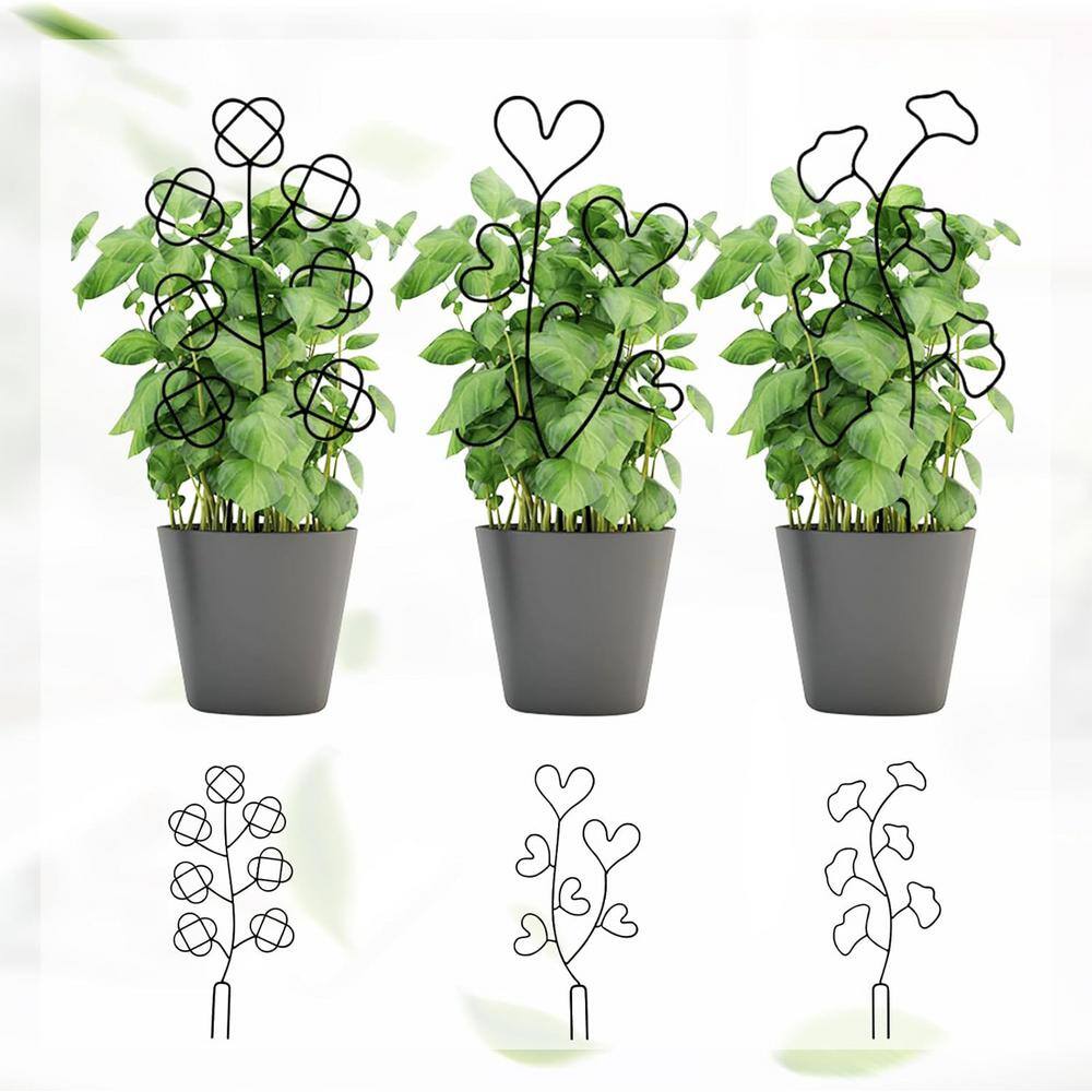 Set of 6 Black Metal Trellis for Climbing Plants