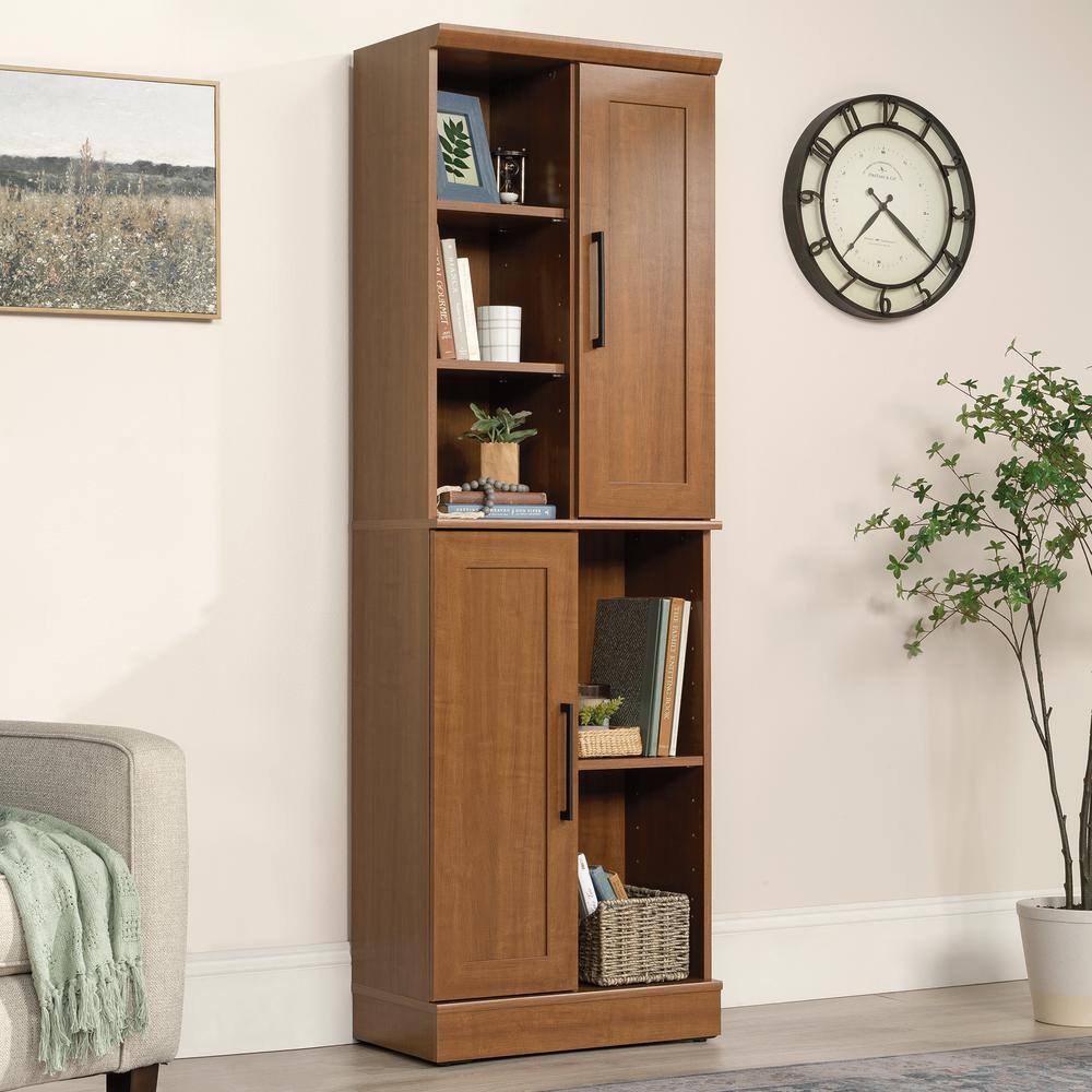 Sienna Oak Adjustable Shelving Tall Storage Cabinet
