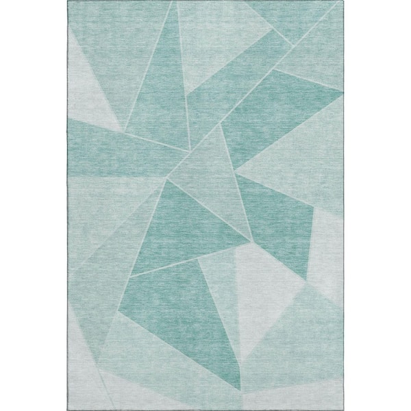 Addison Rugs Mayfield Premium Machine Washable Indoor/Outdoor Geometric AMF636 Teal 8 ft. x 10 ft. Area Rug