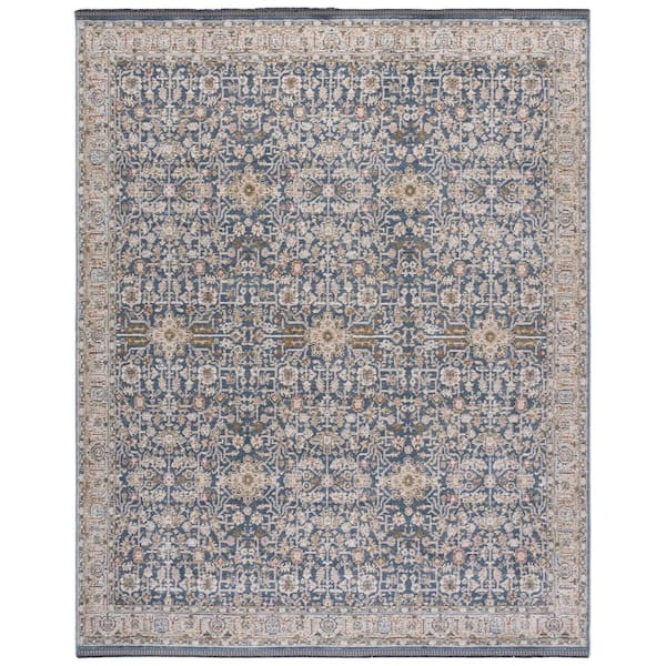 Vivaldi 9 ft. x 12 ft. Light Blue/Ivory Floral Border Area Rug