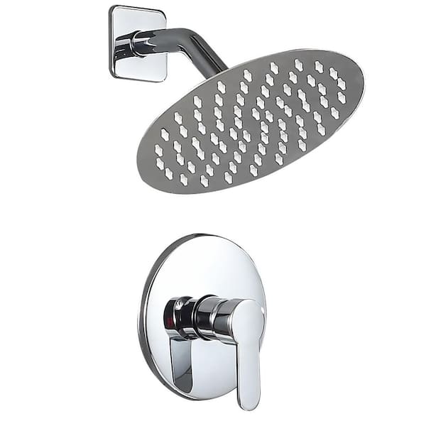AKLFGN Single Handle 1-Spray Shower Faucet 1.75 GPM with 8 in. High Pressure Rain Shower Head in Polish Chrome