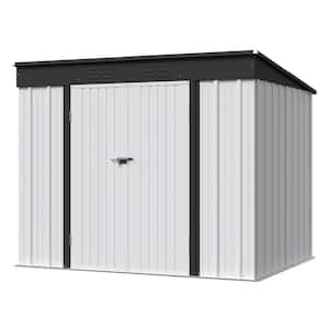 8 ft. W x 6 ft. D White Slanted-Roof Shed Galvanized Metal Shed for Outdoor Storage 48 sq. ft.