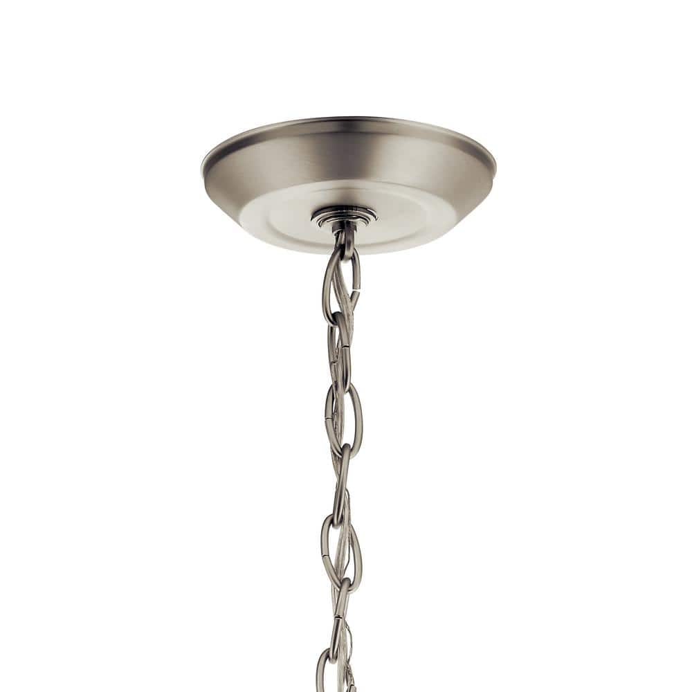 Modern Brushed Nickel 15" Bowl Pendant with White Glass Shade