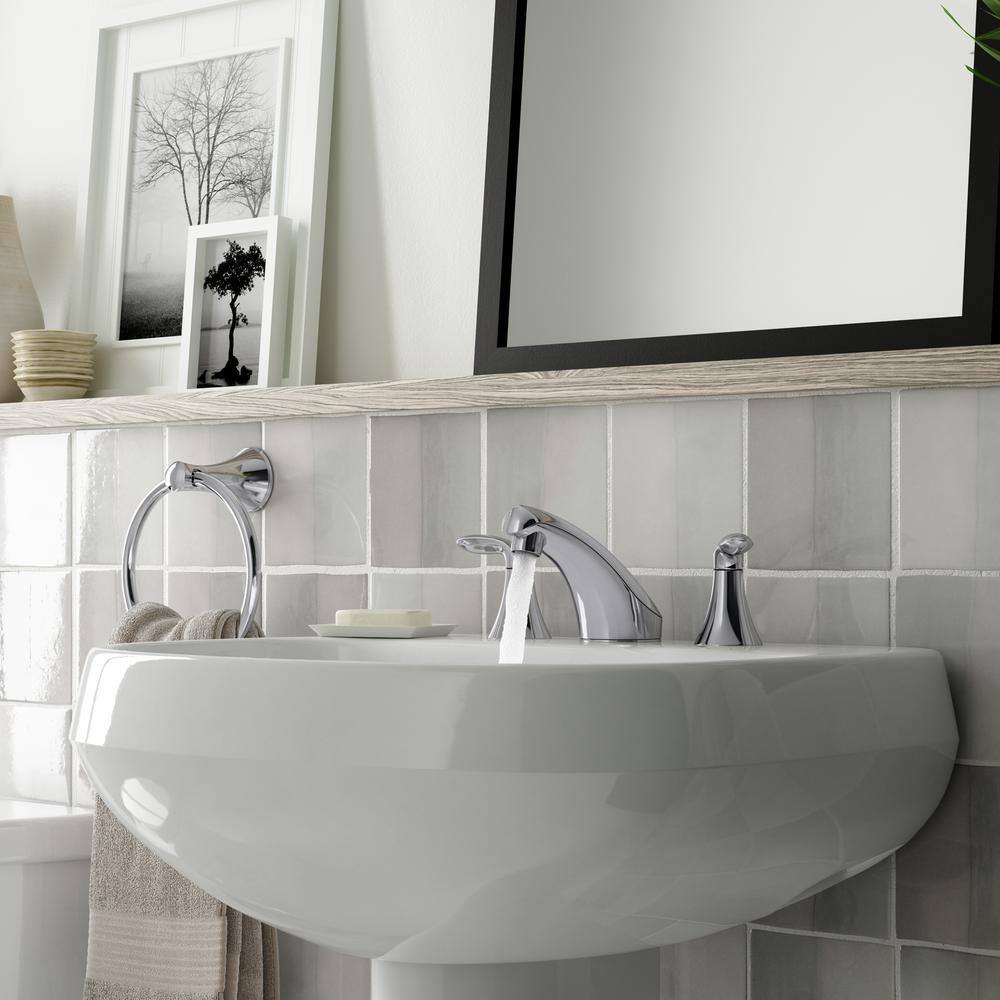 Sleek Polished Chrome Double Handle Low Arc Bathroom Faucet