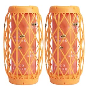 Outdoor Hanging Wasp Bees Catcher Traps - Sticky Fly Bug Insect Deterrent Killer in Orange (2-Pack)