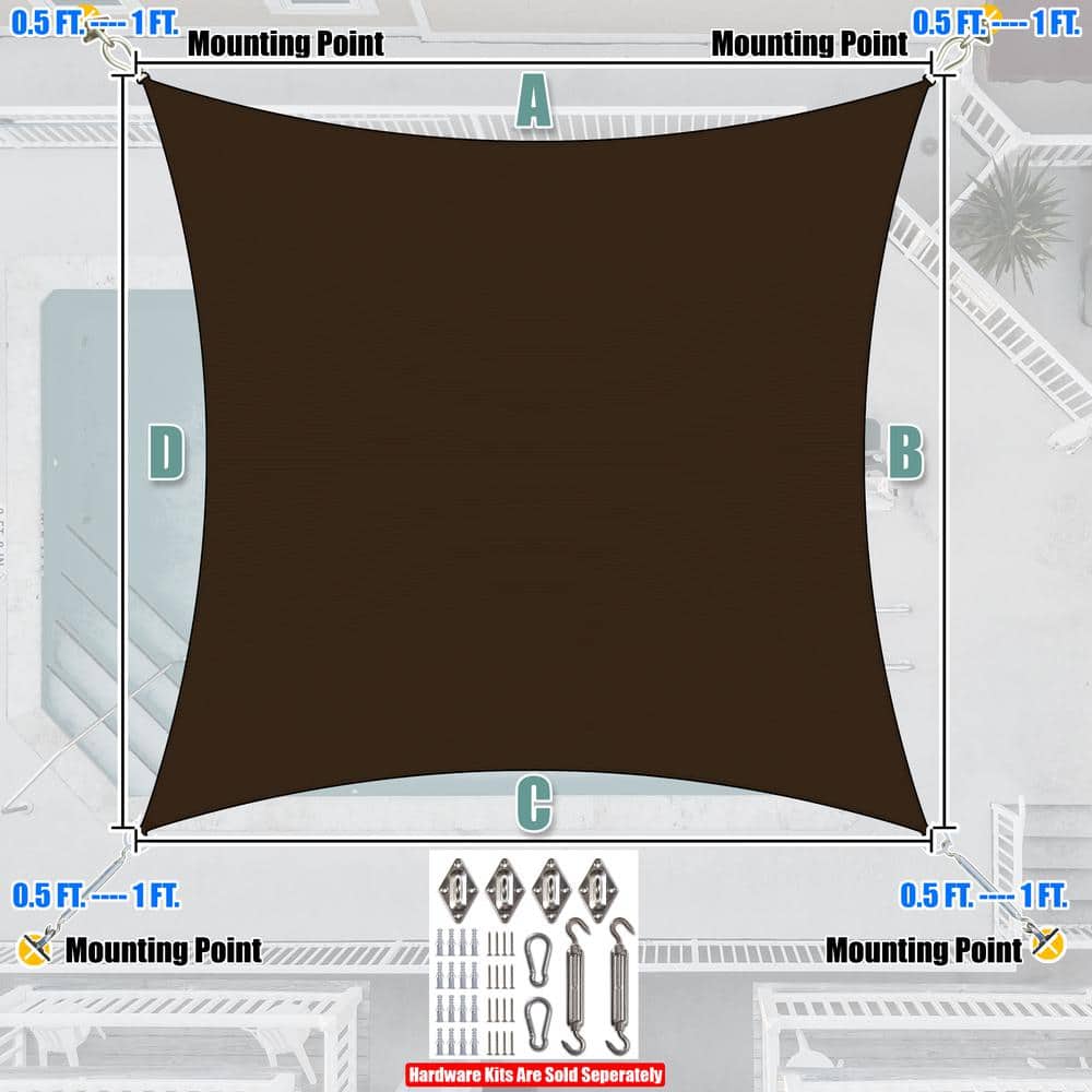 12' x 18' Brown HDPE Rectangle Sun Shade Sail Canopy