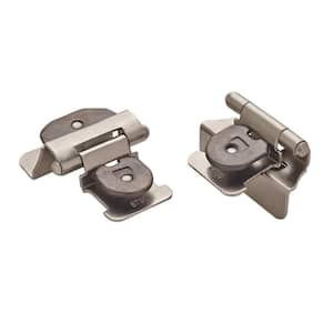 Satin Nickel Partial Overlay Double Demountable Cabinet Hinge (2-Pack)