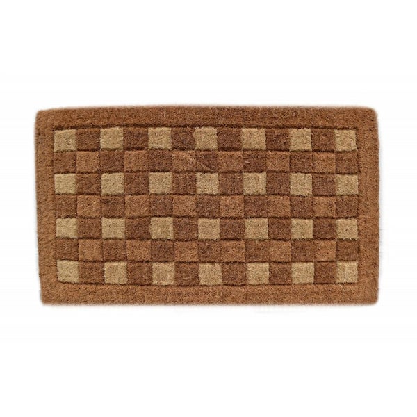 Imports Decor Traditional Coir, Square Pattern, 30 in. x 18 in. Natural Coconut Husk Door Mat