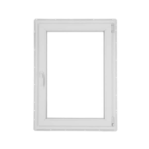 30 in. x 48 in. White Right-Hand Double-Pane Insulated Glass Hinged Vinyl Tilt and Turn Inswing Window with Screen
