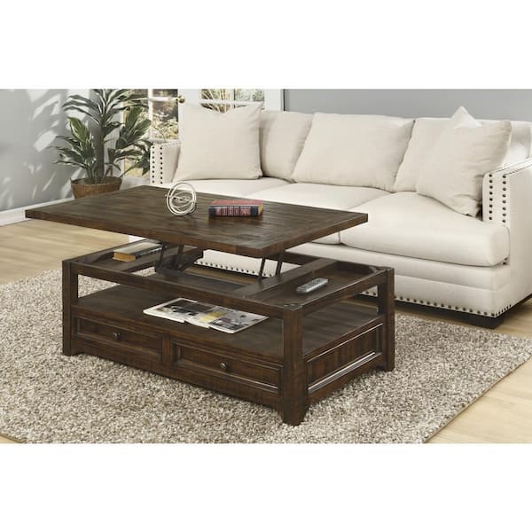 Martin Svensson Home Lisbon 48 in. Dark Mocha Rectangle Wood Coffee Table  with Lift Top 850128 - The Home Depot