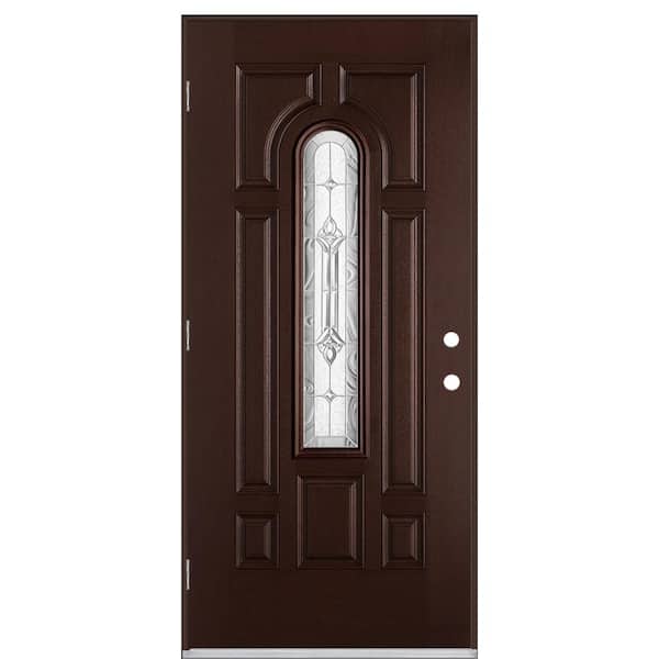 Masonite 36 in. x 80 in. Providence Center Arch Right-Hand Outswing Textured Fiberglass Prehung Front Exterior Door No Brickmold