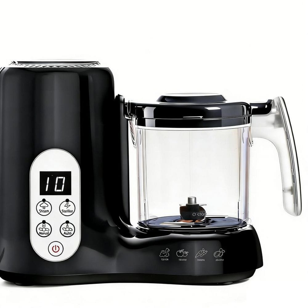 Baby Food Processor Steamer Puree Blender Grinder Mills Machine, Auto Cooking Grinding and Sterili-zing, Black