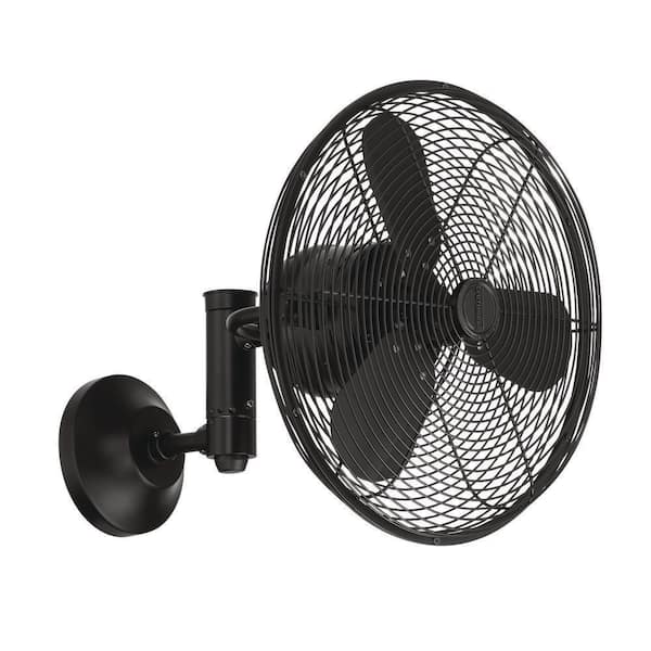 Bellows IV 16 inch 3 Speed Oscillating Flat Black Finish Indoor/Outdoor Hardwired Mounted Wall Fan