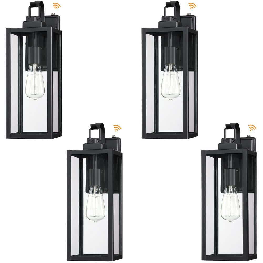 1-Light Matte Black Outdoor Wall Lantern Sconce Sensor with Clear Glass (4-Pack) price history on PriceWatchPro
