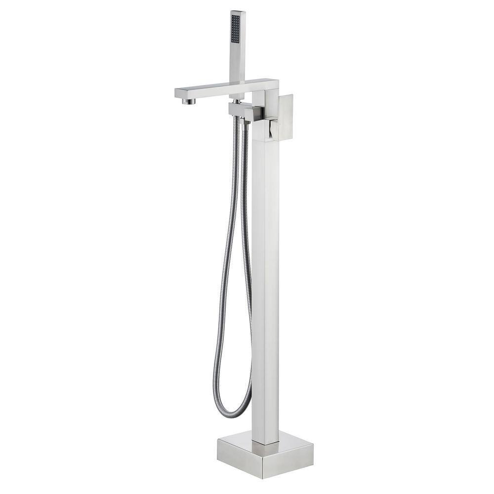 Single-Handle Freestanding Tub Faucet with Hand Shower Brass Single Hole Floor Mount Bathtub Fillers in Brushed Nickel price history on PriceWatchPro