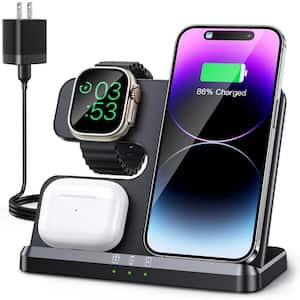 3 in 1 - Black Wireless Charging Station Wireless Charger for iPhone/Android, Smart Watch and Airpods