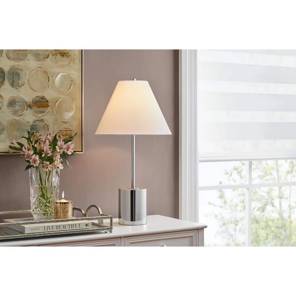 Pelham 25 in. Chrome Table Lamp with White Fabric Shade price history on PriceWatchPro