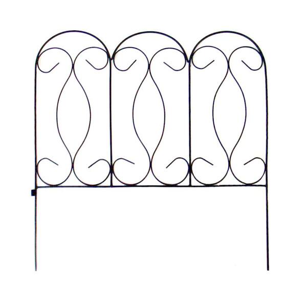 Vigoro 24 in. H Black Wrought Iron Yorkshire Border Garden Fence