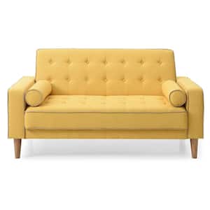 Andrews 60 in. W Flared Arm Polyester Straight Sofa in Yellow