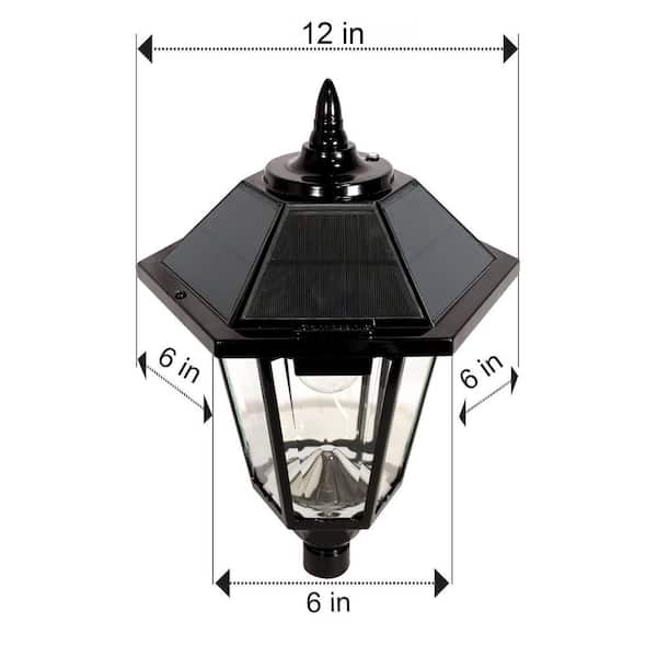 GAMA SONIC Windsor Bulb 1-Light LED Black Outdoor Solar Aluminum