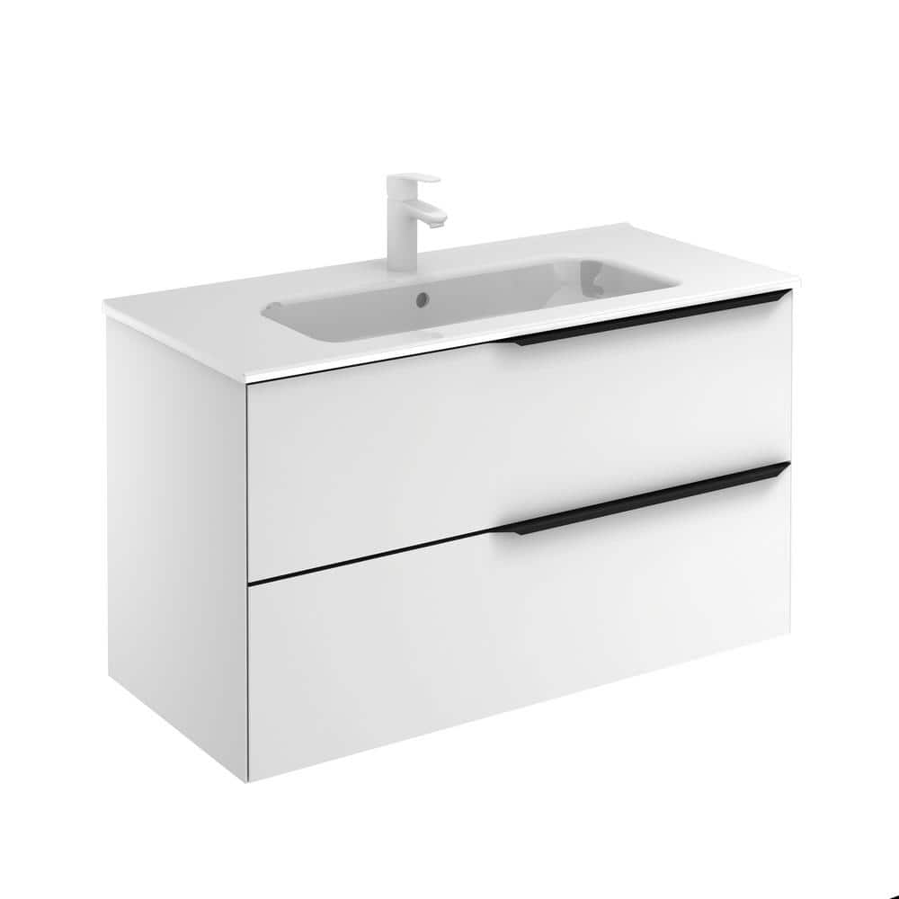 Mio 40 in. W x 18 in. D x 22 in. H. Bath Vanity 2/Drawers in Matt White wit