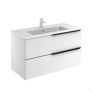 Mio 40 in. W x 18 in. D x 22 in. H. Bath Vanity 2/Drawers in Matt White with White Vanity Top with White Basin