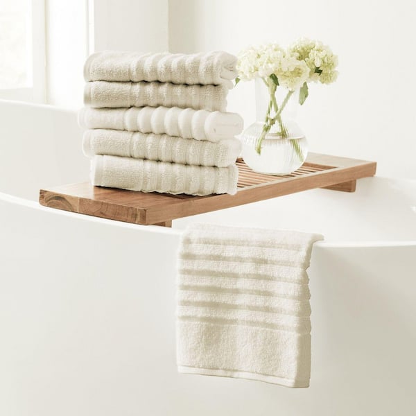 FRESHFOLDS Dune Premium Cotton Ribbed Textured 6-Pack Hand Towel Set