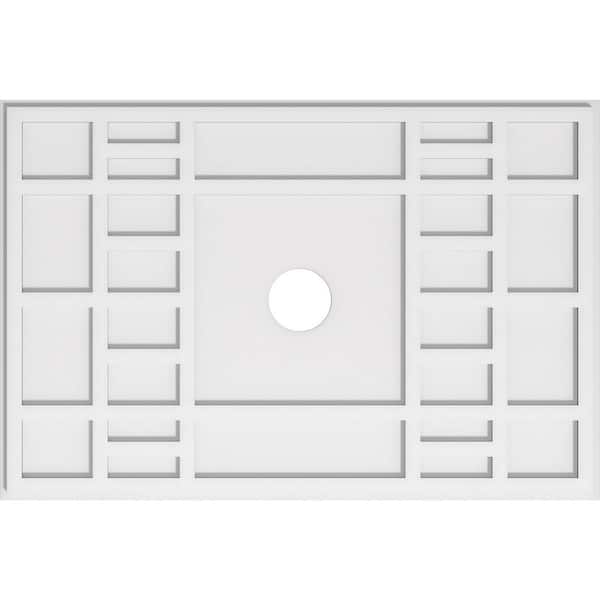 Ekena Millwork 38 in. W x 25-3/8 in. H x 4 in. ID x 1 in. P Beaux Architectural Grade PVC Contemporary Ceiling Medallion
