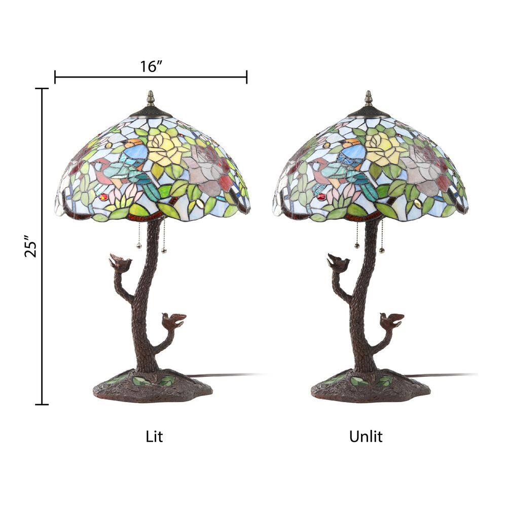 Ariana 26.75" Tan Tiffany Stained Glass Candlestick Table Lamp