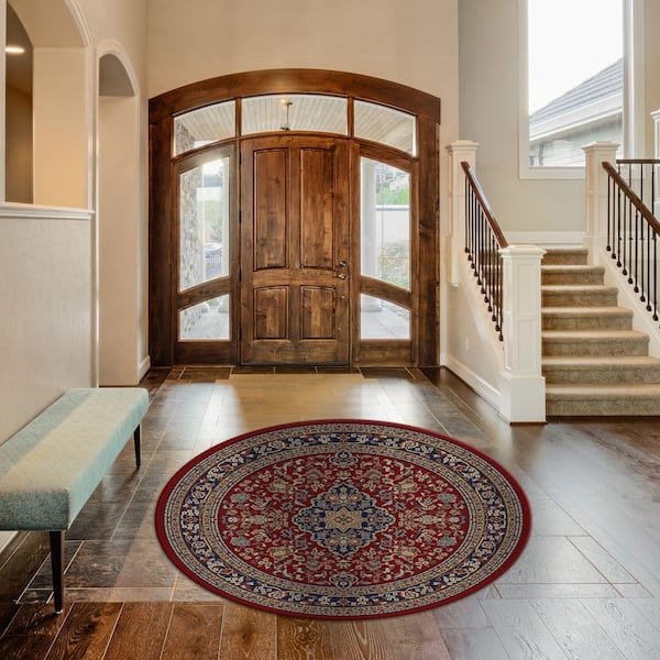 Jewel Heriz Red 5 ft. Round Area Rug