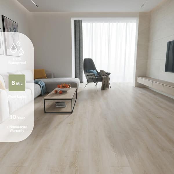 Silver Key Beach 6 MIL x 7.2 in. W x 42 in. L Click Lock Waterproof Luxury Vinyl Plank Flooring (25.2 sqft/case)