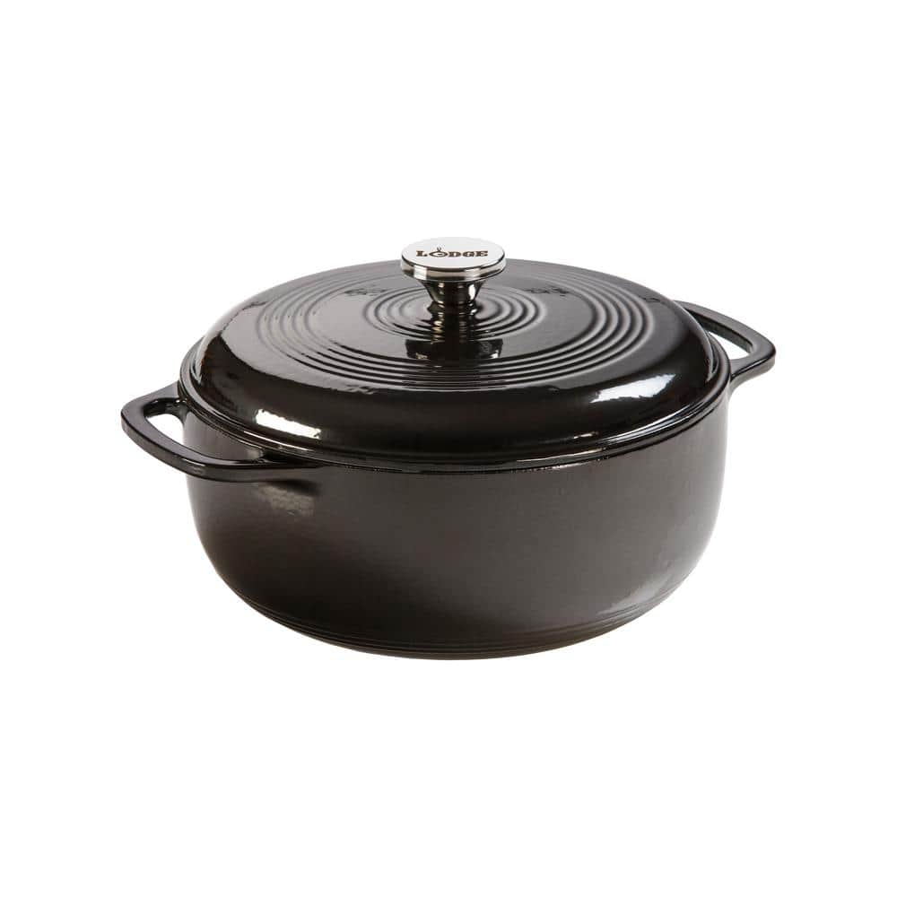 zout winter Betekenisvol Lodge Enamelware 6 qt. Round Cast Iron Dutch Oven in Midnight with Lid  EC6D18 - The Home Depot