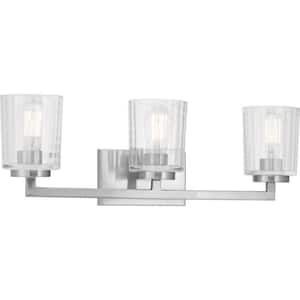 Westlyn 3-Light Brushed Nickel Vanity Light with Clear Optic Glass Shades