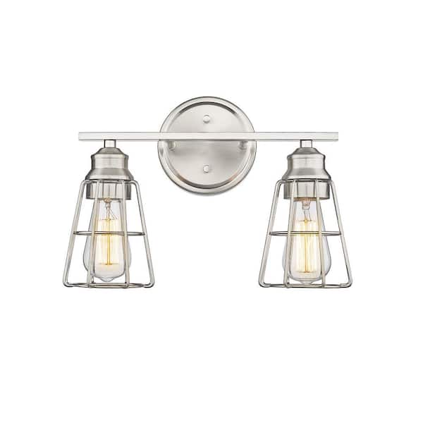 15.25 in. 2-Light Brushed Nickel Vanity Light